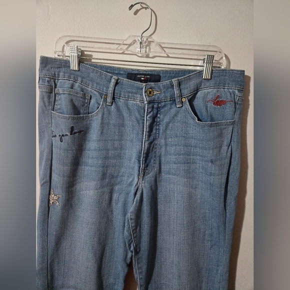 Tommy Hilfiger Denim - Tommy Hilfiger Tribeca Star Love You More Straight Jeans Womens Size 12 Y2K